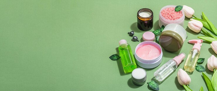 Photo concept de mode de vie et de santé cadre de spa pour les soins de massage, les soins du corps et la beauté du visage tons verts et roses, format de bannière d'ombre sombre et dure