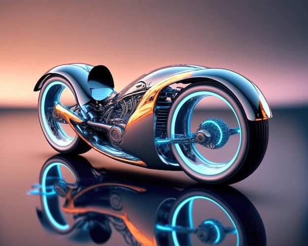 Concept de moto futuriste en verre