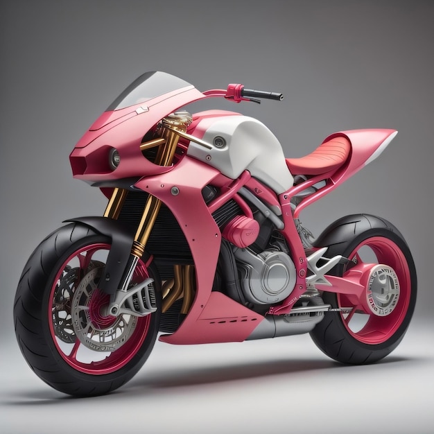 Un concept de moto rose et blanc