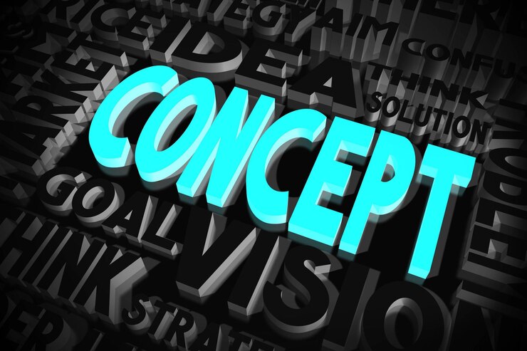Photo concept mots bleus et noirs concept typographique illustration 3d