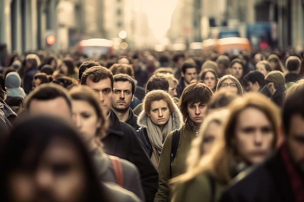 Concept de mouvement de la vie urbaine foule de personnes mise au point sélective