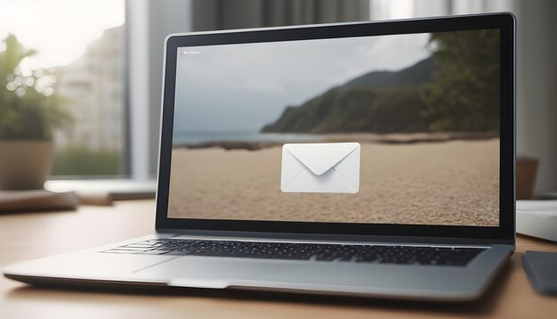 concept de notification par e-mail avec un ordinateur portable