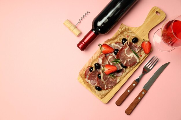 Concept de nourriture délicieuse avec espace jamon pour le texte