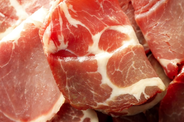 Concept de nourriture délicieuse avec jamon gros plan