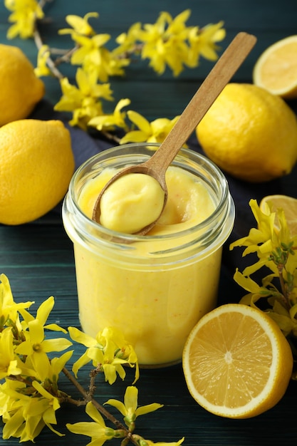Concept de nourriture savoureuse avec caillé de citron