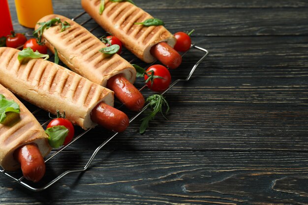 Concept de nourriture savoureuse avec hot-dog français