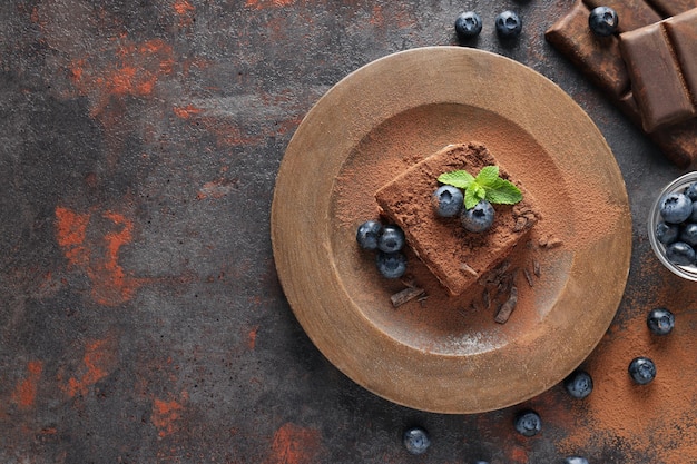 Concept de nourriture sucrée Espace gâteau Tiramisu pour le texte