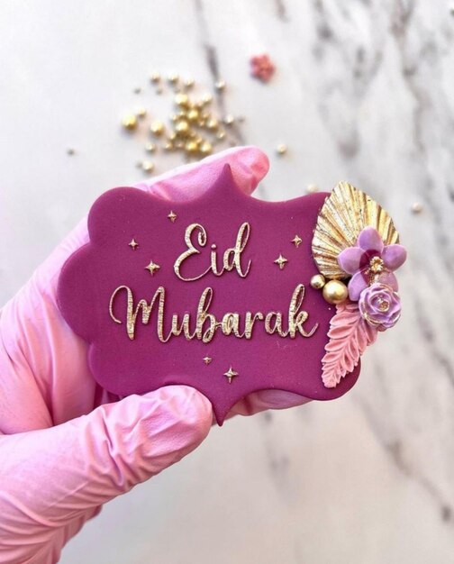 Photo concept de la nouvelle année islamique eid mubarak avec du chocolat