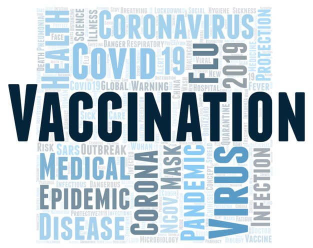 Concept de nuage de mots de vaccination sur fond blanc