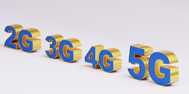 Photo concept numérique de la technologie 5g. bulle vocale avec texte 5g, 4g, 3g.