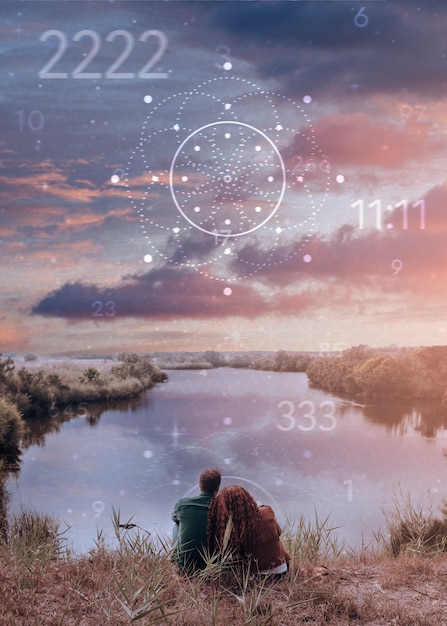 Concept de numérologie abstraite avec couple