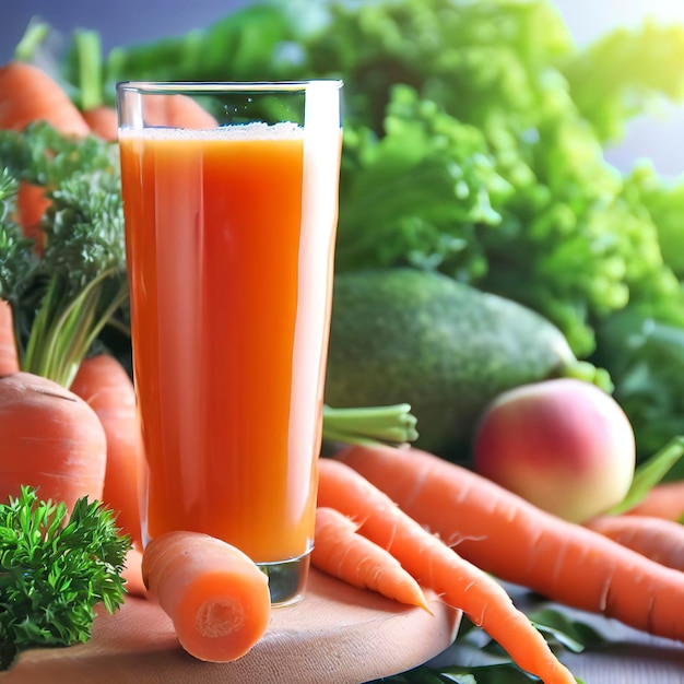 Le concept d'une nutrition et d'un régime sains avec du jus de carotte