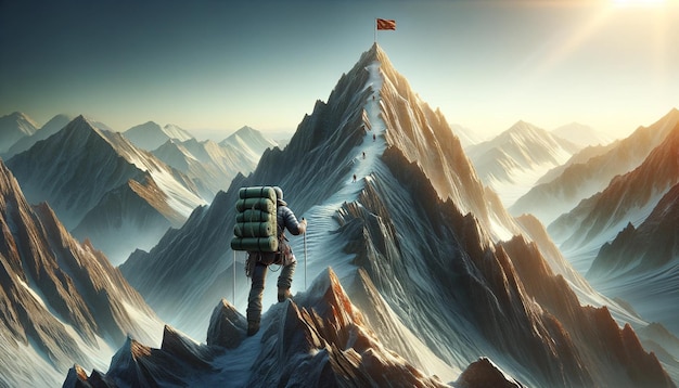 le concept d'objectifs dans la vie dépeint à travers une tête d'alpiniste