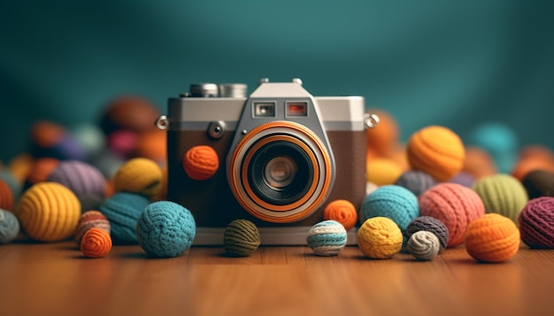 Concept d'objets minimaux de la journée mondiale de la photographie sur la photographie