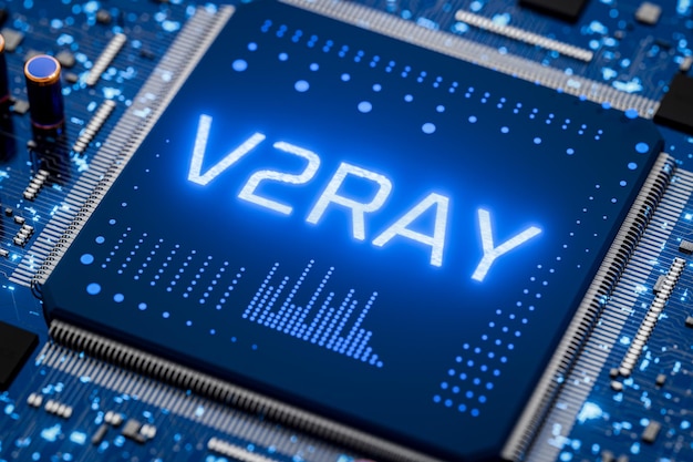Concept of bypassing censorship on Internet V2Ray tool is responsible for implementing network protocols and functions Replacement of VPN for accessing Internet Freedom on the Internet 3d render