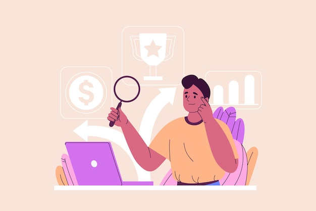 Concept d'opportunités de carrière avec une scène de personnes dans le design de dessin animé plat