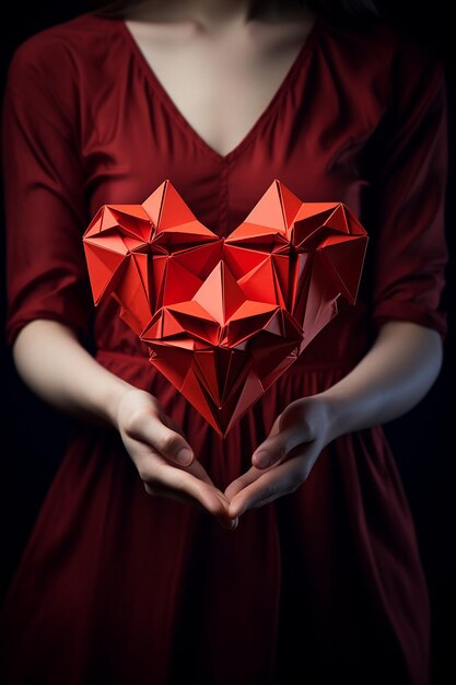 le concept d'origami du jour de la Saint-Valentin