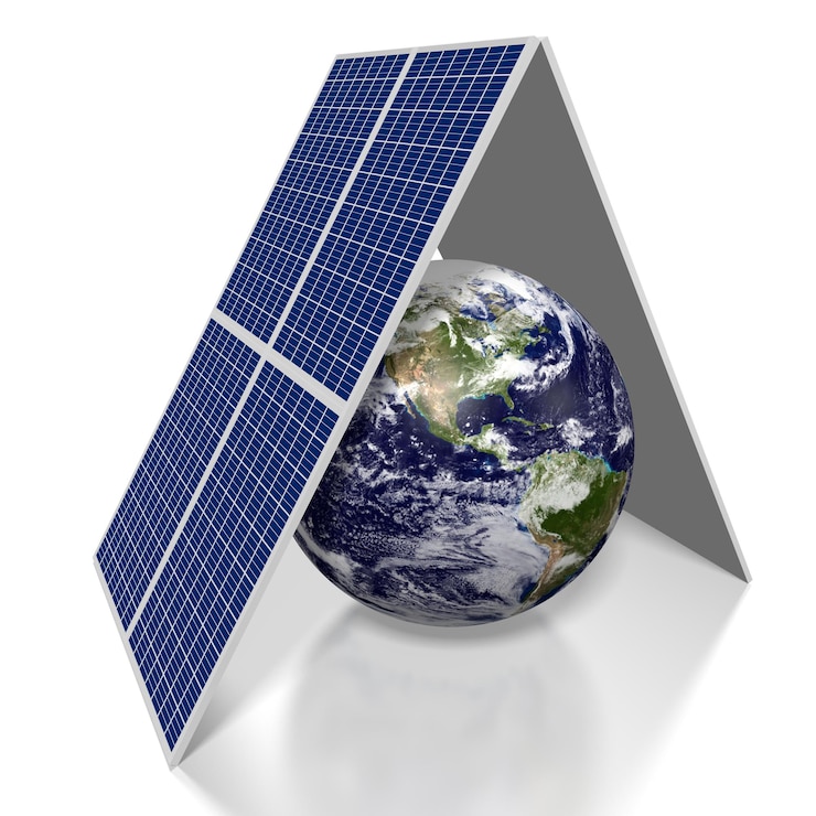 Photo concept de panneaux solaires terrestres