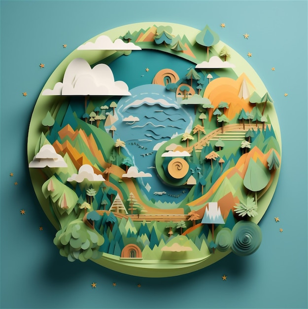 Concept de papier modèle 3D de la planète Terre