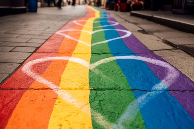 Concept de passage pour piétons du drapeau de la fierté gay de tolérance IA générative