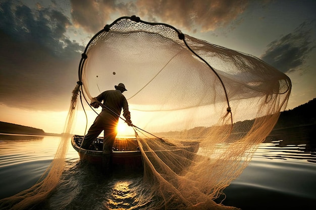 Concept de pêche au filet génératif