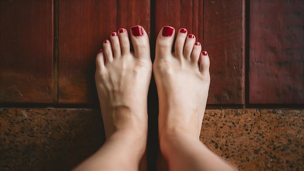 Le concept de pédicure féminine aux pieds nus