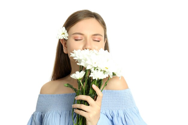 Concept de personnes jeune femme isolée sur fond blanc