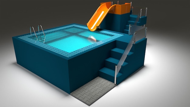 concept de piscine rendu 3d