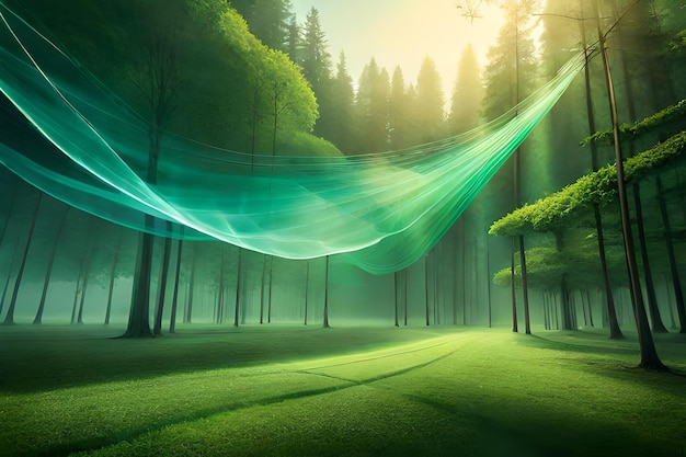 concept de planète verte arbre vert dans la coquille protectrice avec le soleil autour