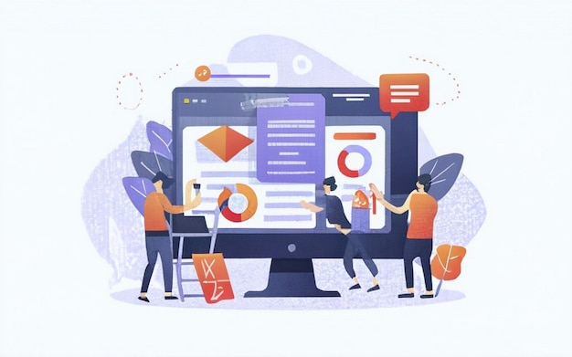 Concept de planification des ressources d'entreprise ERP productivité et amélioration de l'entreprise Site Web d'illustration
