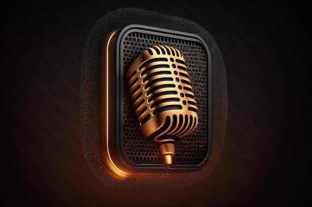 Concept de podcast d'illustration de microphone de studio AI générative