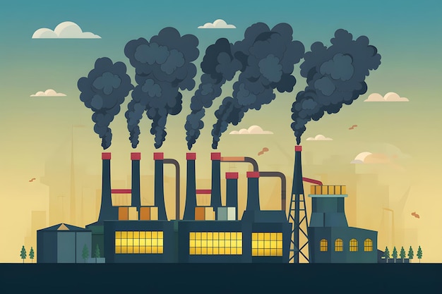 Concept de pollution par les émissions de fumée des usines industrielles