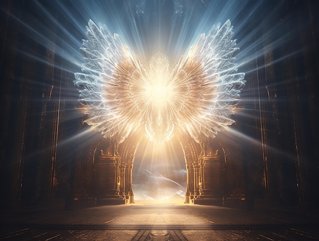 Concept de porte des anges porte magique mystique avec présence divine