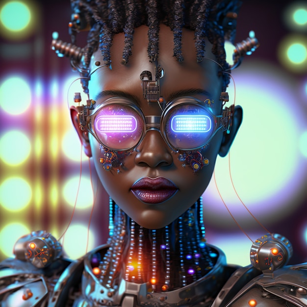 Concept de portrait esthétique cyberpunk