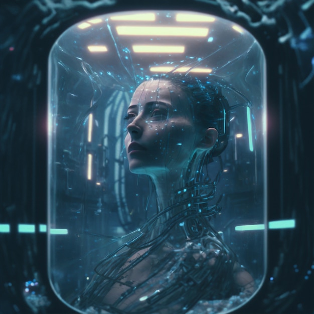 Concept de portrait esthétique cyberpunk