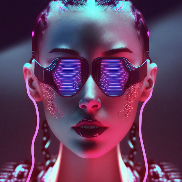 Concept de portrait esthétique cyberpunk