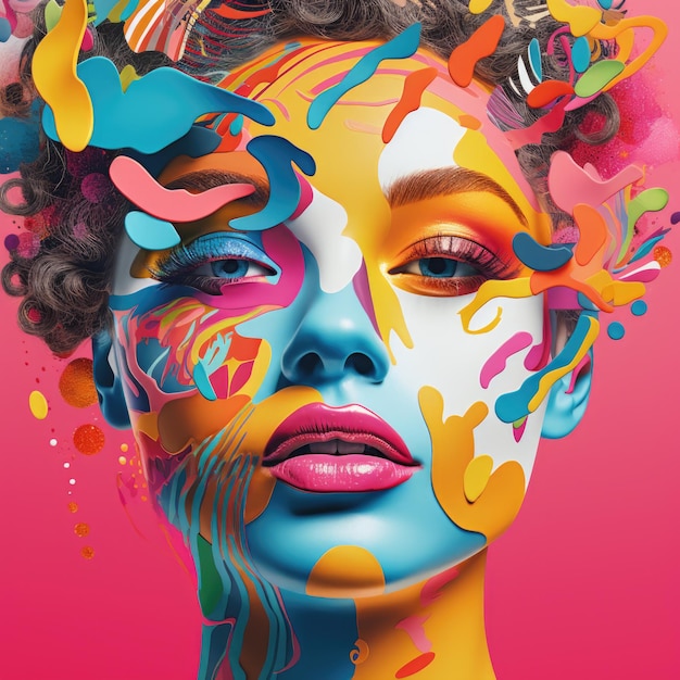 un concept de portrait de femme coloré et en forme