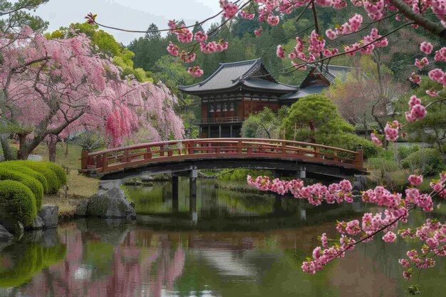 concept de printemps de jardin à fleurs japonaises roses