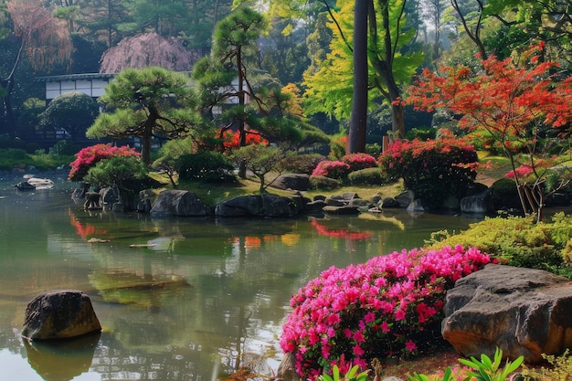 concept de printemps de jardin à fleurs japonaises roses