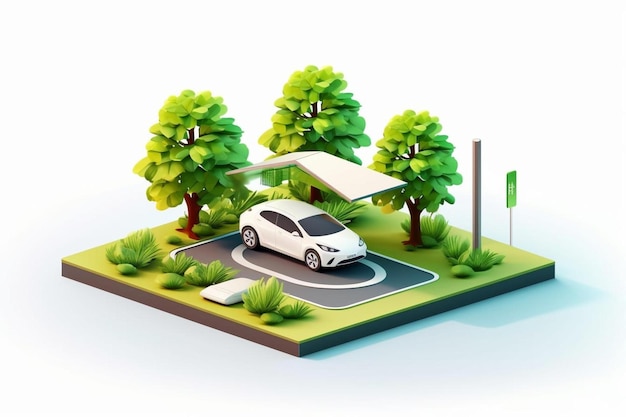 concept progressif de station de recharge de voiture et de maison alimentée par une énergie durable et propre avec