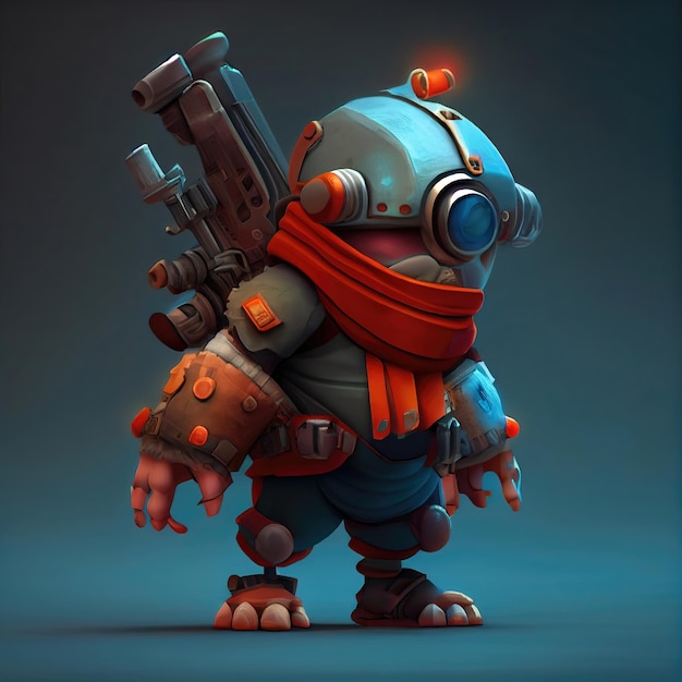 Concept de prototype de personnage de jeu 3D mignon petit soldat réalisé avec l'IA générative