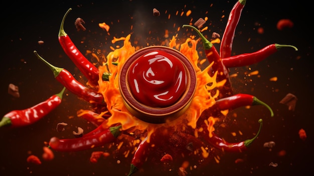 concept de publicité pour la sauce au poivre rouge
