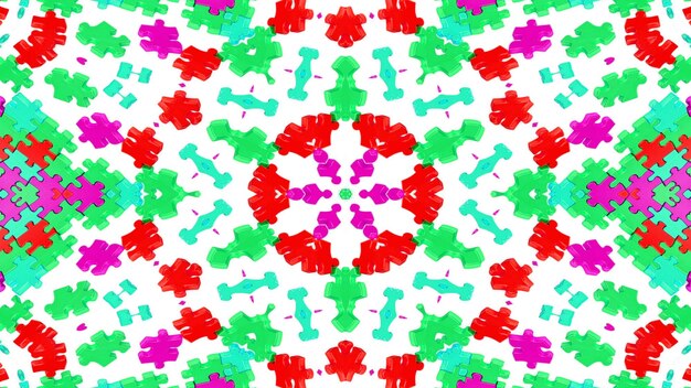 Concept de puzzles abstraits motif symétrique décoratif ornemental mouvement kaléidoscope cercle géométrique et formes d'étoiles