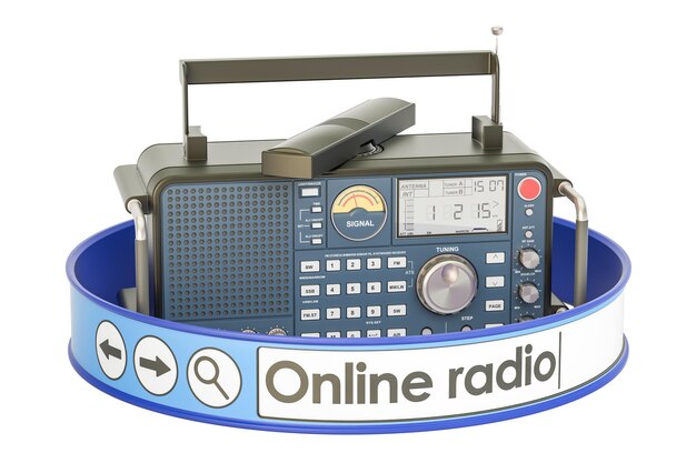 Photo concept de radio en ligne rendu 3d