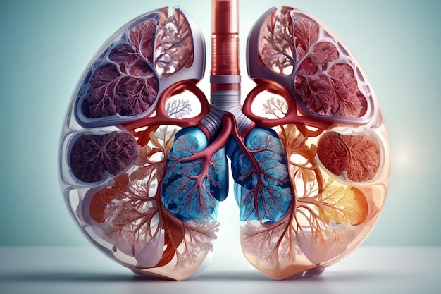 Concept réaliste de journée de pneumonie vectorielle gratuite avec illustration de poumons sains
