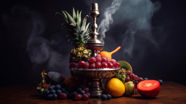 Concept de recharge de tabac à narguilé fumée de fruit de narguilé AI générative