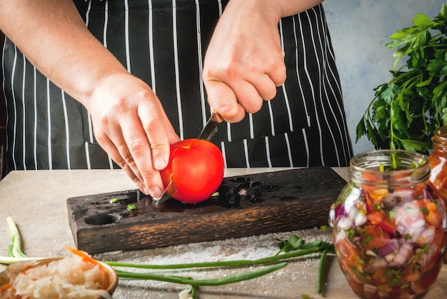 Concept D'un Repas Fermenté. Accueil En Conserve Et Billettes. Vegan