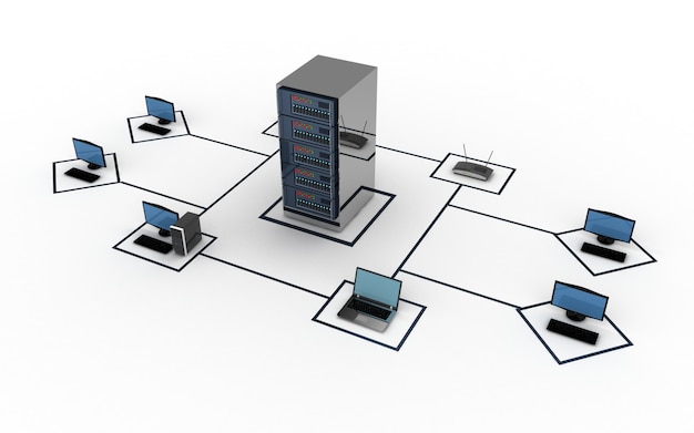 Concept de réseau informatique. illustration 3D