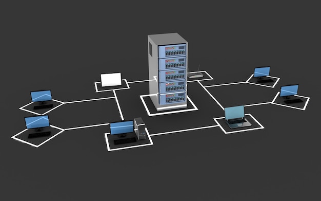 Concept de réseau informatique. illustration 3D