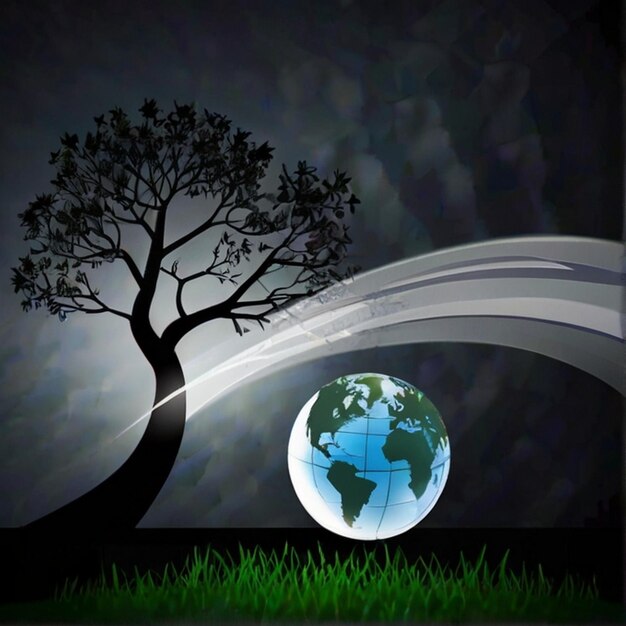 Photo concept de responsabilité sociale de l'entreprise avec globe concept de protection de l'environnement arbre avec globe avec un beau fond